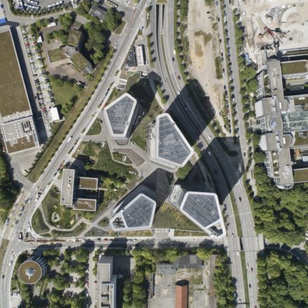 Bogenhausener Tor und Einsteintürme, Luftbild